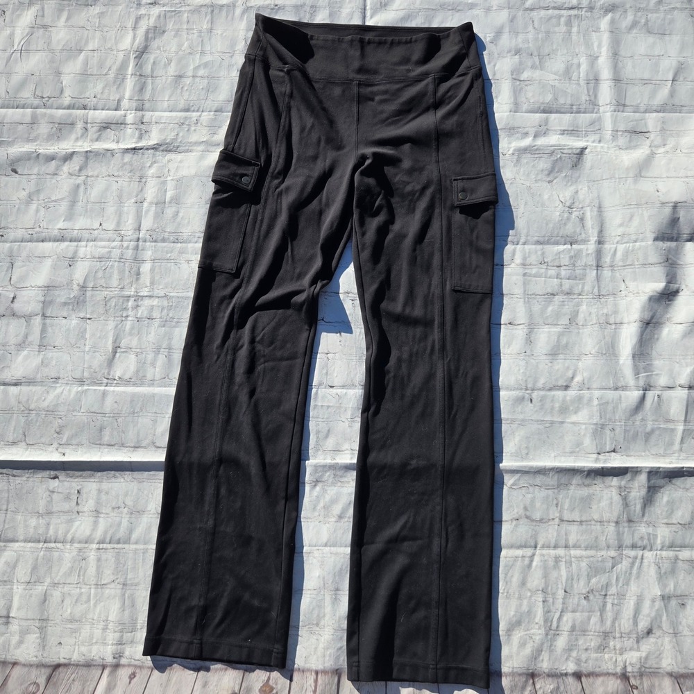 Athleta Delancey Straight Cargo Pants Black Tall L/T Activewear Utility Pockets